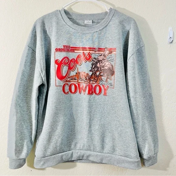 The Original COORS COWBOY Fleece Crewneck Sweatshirt Women Size Large - Picture 1 of 7